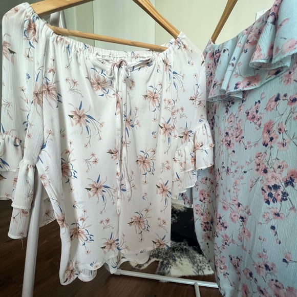 Summer Floral Off Shoulder Cute Pastel Tops! - Picture 2 of 4